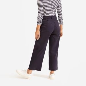 Everlane Wide Leg Crop Pants in Dark Navy Blue